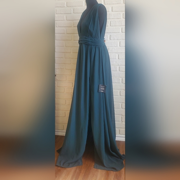 NWT Lulu's Heavenly Hue Forest Green Dress Goddess Evening Gown Size XL - Picture 9 of 16